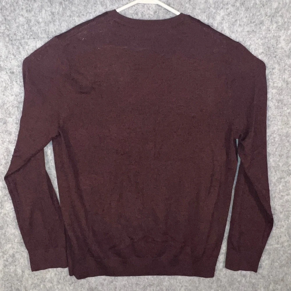 Banana Republic Men's 100% Merino Wool V-Neck Sweater Burgundy Maroon Large
